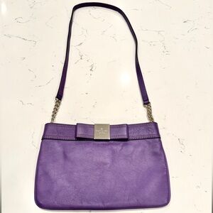 Kate Spade Arica Primrose Hill Violet Leather Bow Crossbody Bag